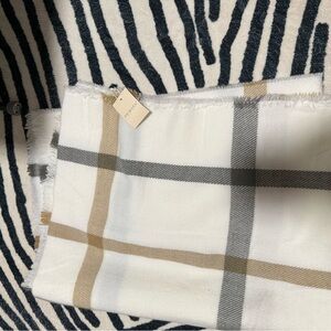 Primark White and Gray Plaid Scarf